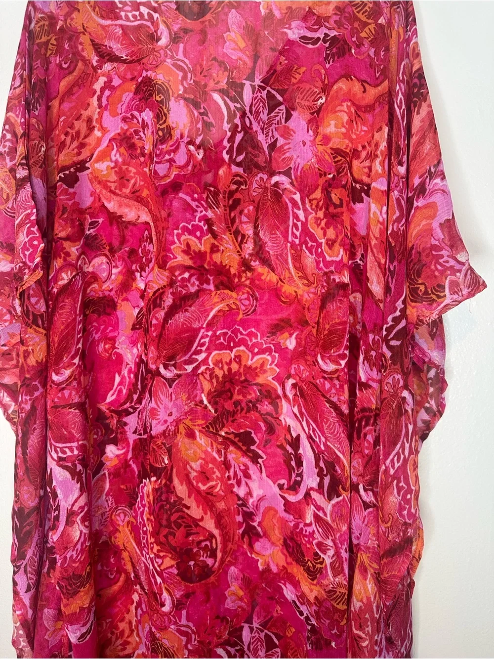 Lauren Ralph Lauren Women’s Floral Pink and Orange Sheer Beach Cover Up OS